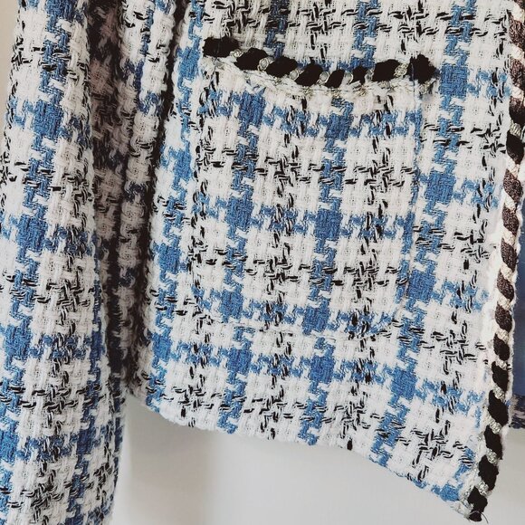 🍂 NEW Collection ITALY Italian Open Blazer Jacket Blue Black White Gold Blue M - Picture 4 of 14